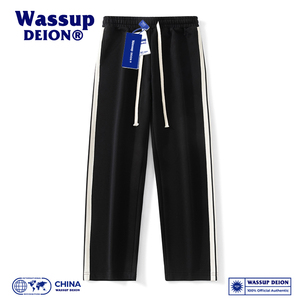 WASSUP DEION美式条纹裤子男春夏季宽松休闲卫裤直筒阔腿运动裤男