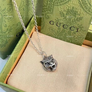 代购gucci古驰项链情侣古奇牛男女毛衣链老虎狼头吊坠王一博同款