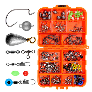 百溪 165件路亚鱼钩小配件套装德州钓组海钓矶钓盒装跨境钓鱼用品