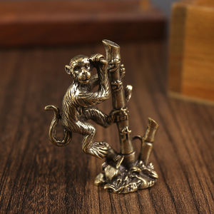 黄铜步步高升猴子摆件十二生肖猴纯铜工艺品小铜器装饰品