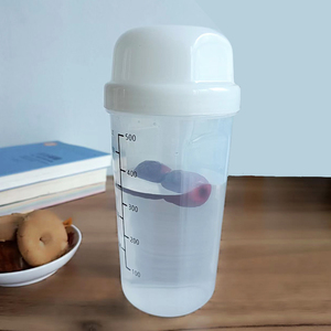 运动水杯带刻度透明蛋白粉女600ml大容量进口PP食品级塑料杯摇粉