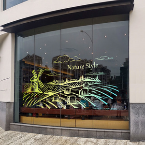 商场西餐厅农场生态纯色田园风光橱窗落地门窗静电贴膜玻璃贴纸