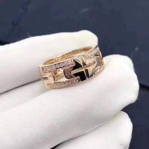 00墨非墨离啊淘宝宝格丽回字形戒指 纯18k金回形针镶钻镂空男女士