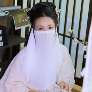 遮脸古风挂耳防晒古代汉服舞蹈主播直播网红表演蒙面面巾17人付款18