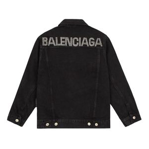 巴黎世家烫钻后背balenciaga字母logo做旧牛仔上衣男女外套夹克潮