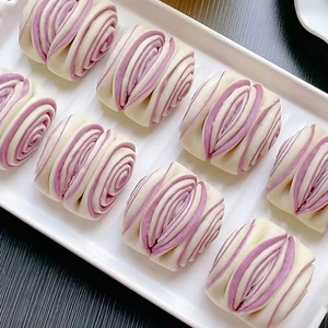 大口家紫薯双色花卷手工馒头营卷养早餐面食馒头卷速冻半成品食品