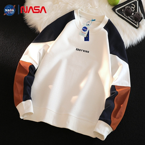 NASA联名日系潮牌卫衣男春秋季宽松鹿皮绒打底衫长袖t恤上衣男生