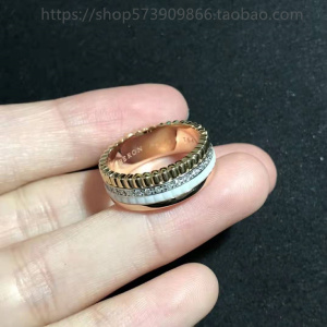 宝诗龙boucheron堡狮龙戒指纯18k金窄版陶瓷黑白陶瓷情侣指环