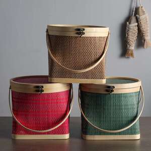 粽子端午节棕子咸鸭蛋海鲜竹编竹篮子礼盒外包装盒礼品空盒手提篮