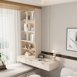 实木飘窗柜空间利用改造储物柜子书桌书柜一体卧室抽屉窗台柜定制