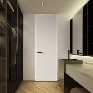 成都定制无框窄边极简铝木门平开门实木室内门隐形卧室门室内暗门