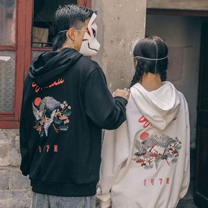 李宁联名款中国风仙鹤刺绣卫衣男士国潮宽松加绒加厚情侣连帽衫学