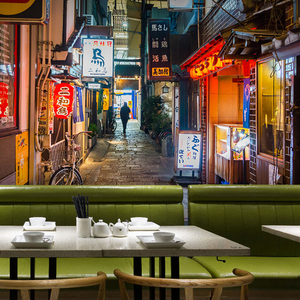 日本夜色街景墙纸建筑壁画包间餐厅前台居酒屋日式寿司店料理壁纸