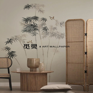 新中式竹子壁纸古典禅意定制壁画无纺布墙布卧室客厅电视背景墙纸