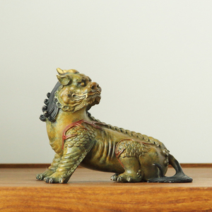 艺之物彩铜九华山地藏王坐骑谛听全铜独角神兽书房办公室礼品摆件