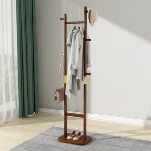 实木衣帽架落地卧室不占空间办公室衣服架子简约现代小户型挂衣架