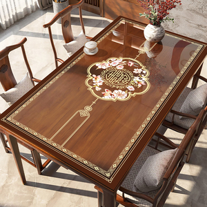 新中式餐桌垫子防水防油防烫免洗pvc软玻璃桌布客厅实木茶几桌布