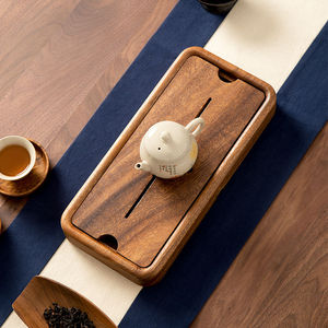胡桃木家用小型茶盘整块原木户外排水式茶海一个人用实木干泡茶台