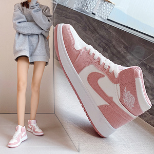 2022新款超火aj1女鞋高帮夏款透气学生运动鞋粉色板鞋ins小众百搭