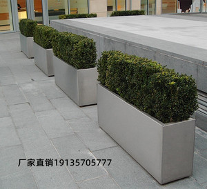 户外铝合金花箱组合广场大花坛厂家定制不锈钢花盆长方形铁艺花池