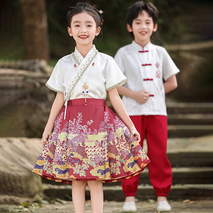 汉服儿童演出服古筝中国风民族服装古装国学汉服女童合唱表演服装