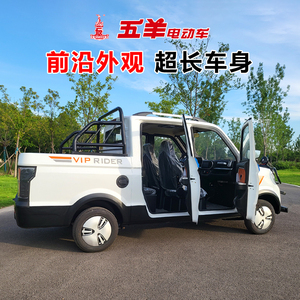 五羊双排电动四轮皮卡车家用油电两用代步车新能源四轮电瓶载货车