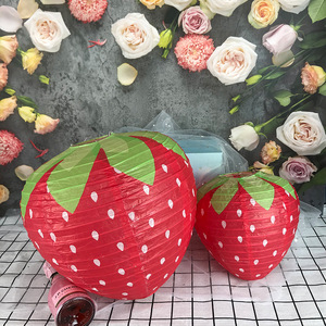 3D Strawberry-shaped Paper Lantern Spring Strawberry Theme P