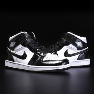 aj男鞋黑白熊猫运动鞋官网莆田正品高帮黑曜石aj1潮流休闲板鞋女