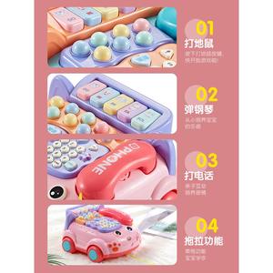 婴儿ZGU童玩具电话仿座机女孩益智早幼教宝宝音真乐手机1一岁2小