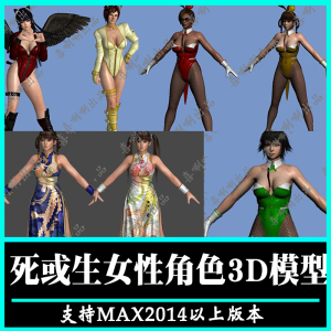 3ds max死或生女性角色3D模型3dmax小猫咪旗袍兔女郎骨骼绑定DOA