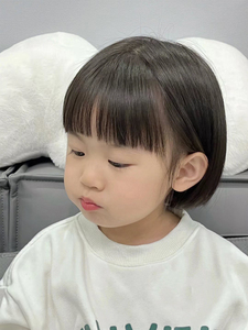 宝宝发型假发女儿童短发波波头可爱满月拍照道具齐刘海直发全头套