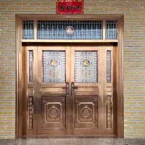 zyh6893651淘宝户外不锈钢院门铝合金电动双开门四扇折叠庭院大门