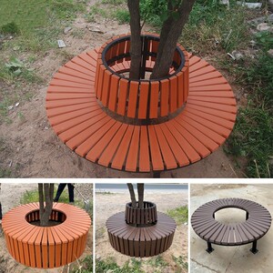 围树凳防腐木圆形树凳公园花池椅庭院实木学校圆椅座椅户外围树椅