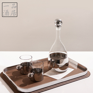一品酒居简约现代轻奢水壶水杯套装玻璃茶具桌面摆件样板房装饰品