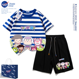 NASA男童夏季套装2024新款女大童儿童五分裤两件套夏日多巴胺穿搭