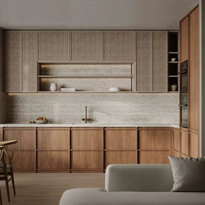 杭州整体厨房橱柜定制小户型侘寂风岛台北欧日式实木原木橱柜定做