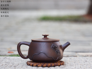 菩提纹汉瓦壶 150-250毫升 大师名家全手工制作云南建水紫陶茶壶