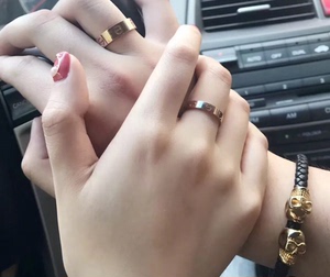 保养18k玫瑰金love经典款卡地亚戒指满钻宽窄版男女情侣对戒二手