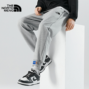 北面官网男束脚卫裤纯棉宽松灰色运动裤男秋冬季休闲长裤韩版潮流
