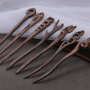 道家用品道士服装配饰实木发簪男女通用盘长头发枣木皮灰木簪子