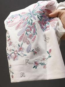 外贸出口法国意大利大牌女装洋气白色蝴蝶刺绣短袖t恤夏新款2023