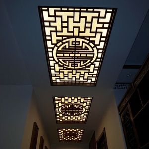 通花板pvc镂空吊顶装饰雕花板新中式走廊花格隔断玄关屏风背景墙