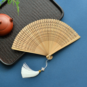 古风全竹镂空折扇竹制折叠扇子女式随身复古中国风汉服旗袍舞蹈
