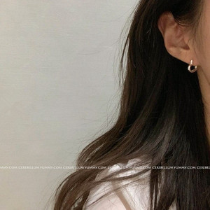 韩国S925纯银耳扣简约爱心耳环女夏小清新心型耳饰设计感桃心耳圈