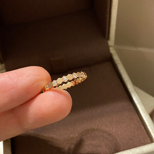 时尚美蜂巢戒指bee my love镶钻18k玫瑰金蜂窝食指戒轻奢小众简约