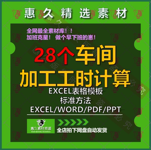 车间加工工时计算excel表格模版标准产能测算表IE测量SMT机加工