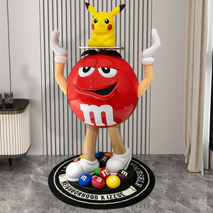 网红mm豆玻璃钢雕塑m豆人公仔模型客厅电视柜商场装饰落地大摆件