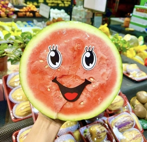 西瓜大笑脸水果标签水果店打包西瓜常用不干胶水果标签贴纸200贴