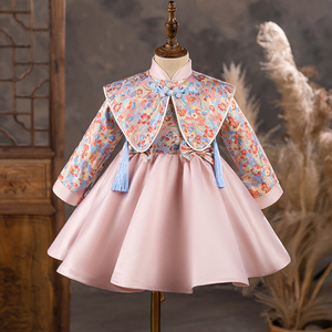 女童唐装中国风冬季周岁礼服女宝宝儿童抓周衣服中式拜年服装套装