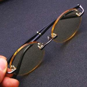 高档天然水晶眼镜 竹叶青石头水镜 托200弯头力克晶石眼镜 无框石